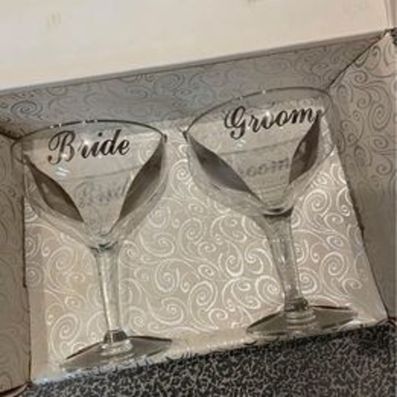 Vintage Wedding Toasting Glasses Bride/Groom‎ - Picture 1 of 1